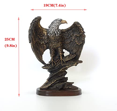 Eagle Statue Decorative, Bald Eagle Figurines Statues for Home Decor Bronze Resin Ornaments for Sculpture.
