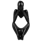 Abstract Thinker Statue | Synthetic Home Accent for Living Room/Office Desk/Bookshelf | Hollow Design Art Sculpture Collectible Present (Black Focus) - style: Black Focus
