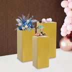 3/6 PCS Square Tall Pedestal Stand Metal Square Pedestal Stand Tall Pedestals Cake Stands for Party Wedding Birthday (Gold, 3Pcs) - color: Gold, size: 3Pcs