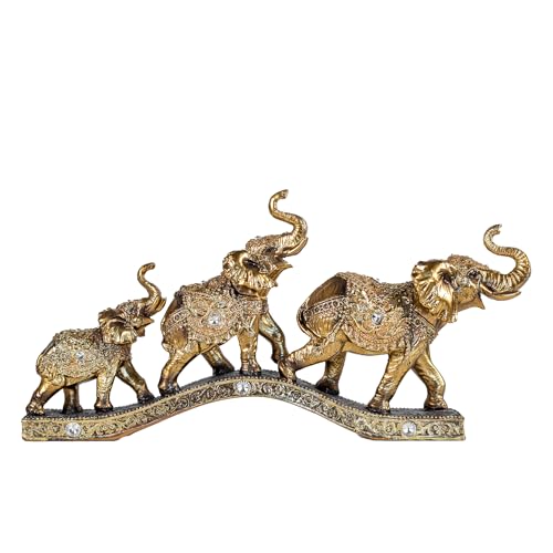 Elegant Golden Elephant Home Sculpture for Shelf, Desk, Mantel - Symbol of Love, Perfect Wedding