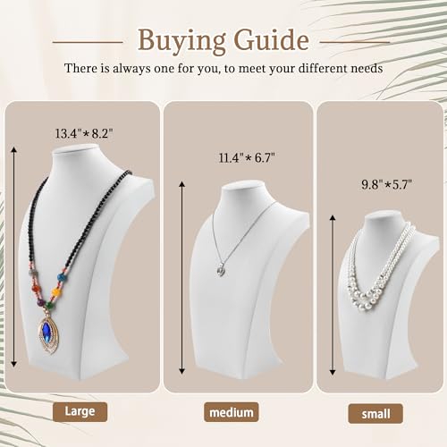 Homeanda Necklace Display Bust - PU Leather Jewelry Bust Stand for Photography, Boutique Display, and Home Organisation(White-9.8"x5.7") - color: White, size: 9.8"x5.7"