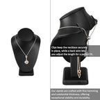 MOOCA Jewelry Display Set, Necklace Display Bust, Earring Organizer, Ring Holder Stand for Showcase and Store, Premium Fabric - color: 1) 8 piece. Black Faux Leather