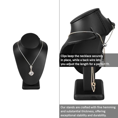 MOOCA Jewelry Display Set, Necklace Display Bust, Earring Organizer, Ring Holder Stand for Showcase and Store, Premium Fabric - color: 7) 10 piece. Black Faux Leather