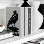 Peacoblue Metal Bookends for Shelves, Modern Decorative Heavy Duty Study Book Support Stoppers for Office, Desk, Shelf, Room 5.3"x4.3"x7.9" Cast Iron Simple Tall Bookends, 1 Pair (Crow on Book Stack) - style: Crow on Book Stack