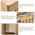 LEYAOYAO 31" Wide Fluted Nightstand with Charging Station, Oversized Extra Large 1 Drawer Night Stand with Golden Handle, Natural Wood Bedside Table Tall End Tables,for Bedroom, Living Room, Hallway - color: Natural, size: 1 Drawers