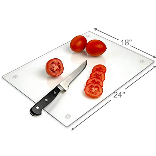 Tempered Glass Cutting Board Long Lasting Clear Glass Scratch, Heat, Shatter Resistant, Dishwasher Safe. (XXLarge 18x24") - size: 24"L x 18"W