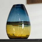 Glass Handmade Decorative Vase Ombre Centerpiece Vase with Yellow Base, Flower Vase for Home Decoration (Tall vase) - size: tall vase