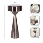 Kate and Laurel Solbrett Modern Sophisticated Metal Drink Table, 10 x 10 x 22, Gunmetal, Contemporary Mini Pedestal Table with Unique Sculptural Design for Use as Indoor Plant Stand - color: Pewter