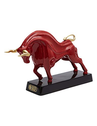 HAUCOZE Wall Street Bull Statue Animal Sculpture Lucky Figurine Gift Modern Home Decor Art for Living Room Red Polyresin 12 Inch - color: Red, size: Large