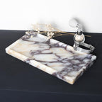 100% Natural Luxury Calaccata Viola Marble Small Hand Towel Tray Holder Organizer, Makeup Bathroom Holder - color: Viola-rectangle-10"x5"x0.7"