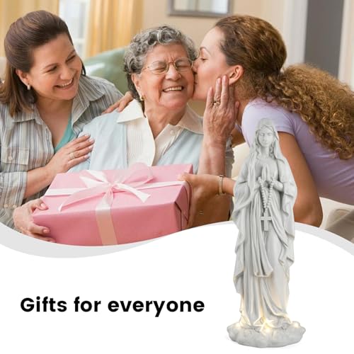 VChymm Virgin Mary Statue 31.49 Inch Religious Garden Statue Solar Mary Statue Outdoor Yard Patio Deck Home Entryway Hallway Sculpture - color: White