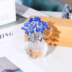 YWHL Blue Crystal Forget Me Not Flowers Gifts for Women, Handmade Glass Flower Bouquet Collectible Figurine for Tabletop Centerpieces - color: Blue