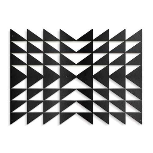 SIGNLEADER Metal Wall Decor Triangle Composition Minimalist Modern Luxury Wall Sculpture Hangings 3D Statue Home Decoration for Living Room, Bedroom, Bathroom, Kitchen, Fireplace, Office - 18" Black - color: Gry27-2405-m27, size: 18" Black