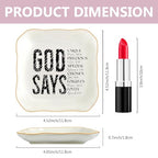 Christian Gifts for Women, Bible Verse Ceramic Jewelry Dish Trinket Ring Tray, Inspirational Floral Gift for Mom Sister Friend Birthday Christmas-God Says You are (White-God Says1) - color: White-God Says1