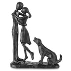 Sziqiqi Anniversary Iron Gifts for Her - Couple Love Sculpture Anniversary Iron Gift for Couple Girlfriend Wife Him Black Statue Metal Figurines for Home Decor Wedding Christmas Birthday Gifts - style: Couple & Dog