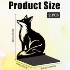 Black Fox Metal Bookends for Shelves, Exquisite Fox Bookshelf Decor Book Ends for Heavy Books, Home School Office Desk Decoration, Book Stopper for Study and Birthday Gift - style: Fox