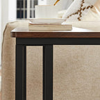 VASAGLE End Table, C Shaped TV Tray with Metal Frame Rolling Casters, Industrial Side Table for Living Room Bedroom, 19.7 x 13.8 x 23.6 Inches, Dark Walnut and Black - color: Dark Walnut + Black