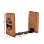 Kaizen Casa Bookends Iron & Acacia Wood Book Holders for Heavy Books - Fancy Modern Decorative Book Accessories (4" X 4" X 6") (Set of 2)