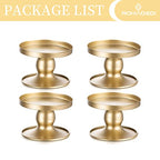 Candle Holders for Pillar Candles, Romadedi Gold Pillar & Taper Candle Holder, Small Metal Candle Stick Candle Holder for Wedding, Dining Room Table Centerpiece, Holiday Decor, 4 Pcs