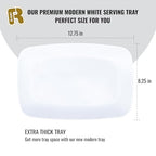 R-kay 6 Pack White Serving Tray - 12.75 x 8.25 Trays for Serving Food - Heavy Duty Platters for Party - Premium - color: White