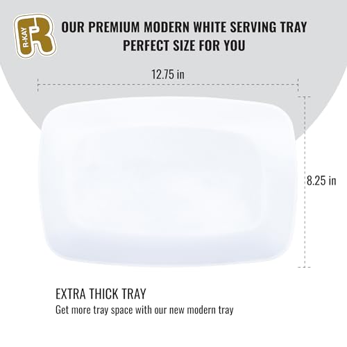 R-kay 6 Pack White Serving Tray - 12.75 x 8.25 Trays for Serving Food - Heavy Duty Platters for Party - Premium - color: White