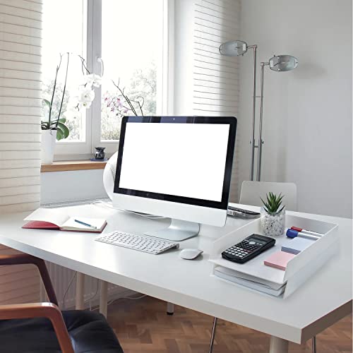 Mr. Pen- Letter Tray Desk Organizer, Plastic, 2 Pack, White File Organizer for Desk, Paper Organizer for Desk, Paper Holder for Desk, White Desk Organizer, Paper Tray Organizer, Office Desk Organizers