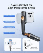 ORICO Aluminum Portable Selfie Stick Tripod, 26'' Mini Tripod for iPhone, Extendable Stand with Detachable Wireless Remote & 360° Rotating Phone Holder – Ideal for Content Creators, Vloggers, Travel - size: 26''
