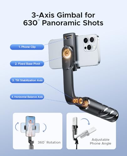 ORICO Aluminum Portable Selfie Stick Tripod, 26'' Mini Tripod for iPhone, Extendable Stand with Detachable Wireless Remote & 360° Rotating Phone Holder – Ideal for Content Creators, Vloggers, Travel - size: 26''