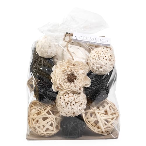 ANDALUCA Black & White Decorative Balls Bowl Filler Bag with Orbs, Balls (Black) - color: Black