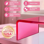 Acrylic Monitor Stand Riser Acrylic Laptop Stand for Desk Clear Computer Monitor Stand for Desk Accessories iMac Organizer Office Must-Haves Product for Working from Home Bright Pink - style: 15''-Pink