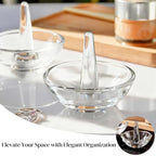 H&D HYALINE & DORA 2 Pack Round Glass Jewelry Dish Jewelry Tray Ring Dish Birthday Holiday Gifts for Women Mom(3.1 Inch) - color: round shaped 3.1in-2pcs