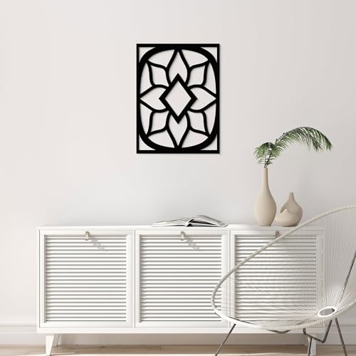 GlintHome Black Metal Wall Art - Minimalist 3D Textured Boho Abstract Sculptures Wall Art for Office Living Room Garden Bedroom Bathroom Home Decor - color: Black-014, size: Small