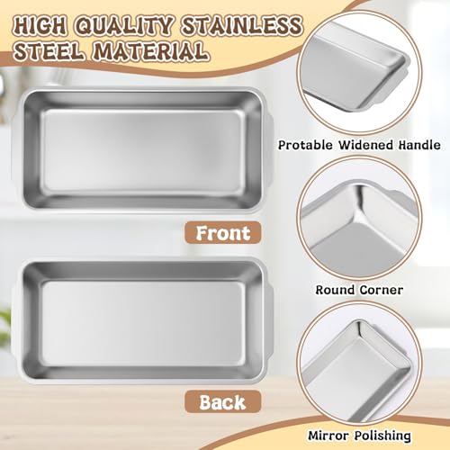 Silver 12 Pcs Small Stainless Steel Serving Tray Bulk 8.66'' x 4.33'' Rectangle Stainless Steel Food Serving Platter with Handle Vanity Tray Decorative Party Plate for BBQ Buffet Appetizer - color: Silver