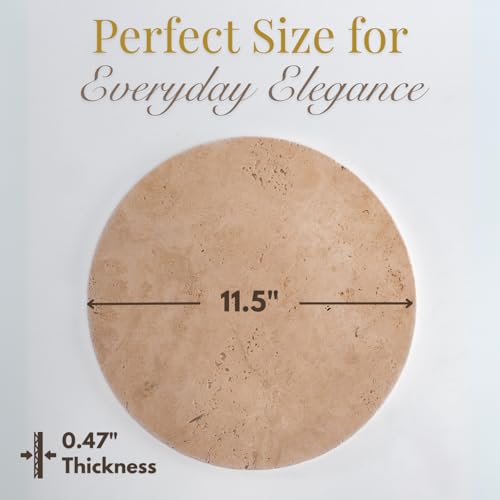 Handcrafted Travertine Tray – Bathroom Counter Organizer, Jewelry Tray, Perfume Organizer & Decorative Tray for Vanity Accessories, Coffee Table Decor & Bathroom Countertop,Stone Tray (Round, Natural) - color: Natural, size: 11.8"
