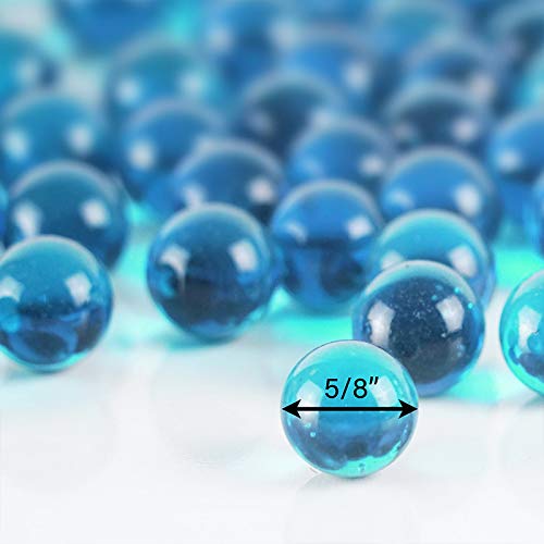 CYS EXCEL Light Blue Glass Marble Gemstone Vase Filler (1 LB) | Multiple Color Choices AquariumGlass Round Marble Beads | Decorative Mosaic Glass Gem Pebbles (Approx. 80-93 PCS) - color: Light Blue, size: 1 LB