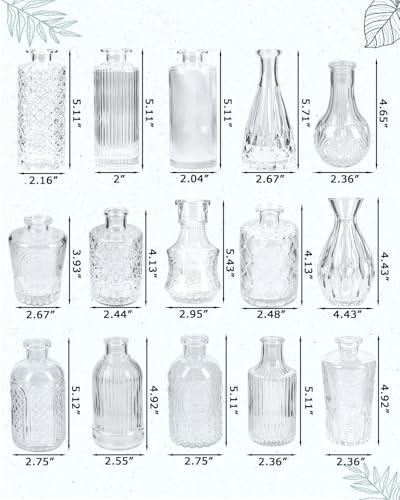 Yirilan Bud Vases Set of 32 PCS, Small Flower Vases for Table Centerpieces, Mini Vases for Single Stem Flowers, Glass Vases for Centerpieces, Wedding & Home Decor, Clear - size: 32 pcs