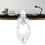 Abstract Thinker Statue | Synthetic Home Accent for Living Room/Office Desk/Bookshelf | Hollow Design Art Sculpture Collectible Present (White Focus) - style: White Focus