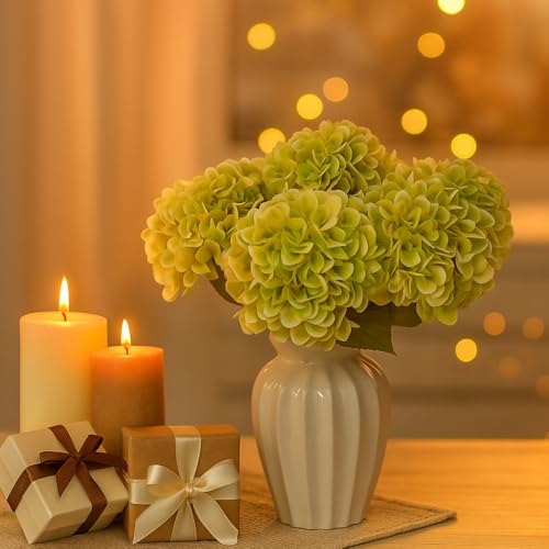 6pcs Artificial Hydrangea Flowers - Easy to Shape for Home Decor,Commercial Staging & DIY Crafts, Maintenance-Free Fake Flowers in Multiple Color Options, Flores Artificiales(Spring Green) - color: Spring Green