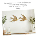 VOSAREA 2PCS Bird Wall Art Bird Wall Figurine Swallow Wall Sculpture Resin Wall Hanging Decor 3D Sculpted Floating Wall Sculpture Antique Swallow Hanging Ornament (4.91X3.93X0.59inch)