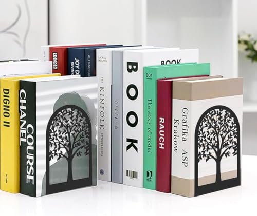 Tree Bookends Metal Nonskid Bookends Heavy Duty Bookshelves Organizer Office Bookend for Shelves, Book Ends for Heavy Books (Tree Life A,1 Pair) - color: Tree Life A,1 Pair