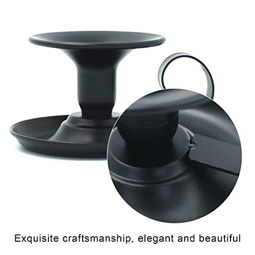 2-Pack Matte Black Short Metal Candle Holder, Modern Iron Taper Candle Stick Holder for Decorative Party, Dining Room, Table Centerpieces, Vintage Iron Base with Handle for Halloween Christmas Decor