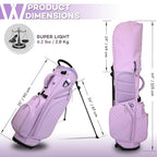 Luxury Womens Golf Bag, PU Leather Golf Stand Bag for Women/Ladies, 14-Way Full-Length Top Dividers, Ultra Lightweight, Large Pockets for Accessories - color: Lavender