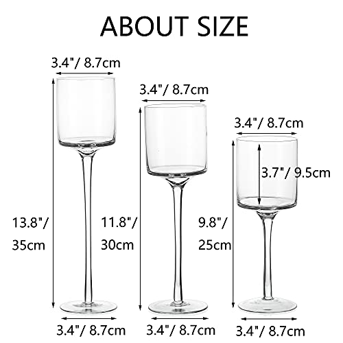Nuptio 1 Set Tealight Candle Holder Tall Glass Candle Holder for Floating Candles, Glass Candle Holders for Pillar Candles, Tall Candle Holders for Table Centerpiece Home Party Wedding Table Decor - size: 9.8" & 11.8" &13.8" H - 1 set
