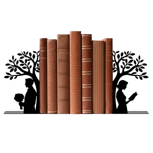 Tree of Life Bookends Decorative Metal Bookends Couple Book Ends for Shelves Reading Decor Bookshelf Decor Book Organizer for Desk Bookshelf Home Office Couples and Book Lovers Gift - style: Tree of Life Decorative Bookends