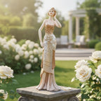 Comfy Hour 13" Glamour Elegance Art Deco Lady Figurine, Elegant Standing Woman Statue in Shimmering Gold and Tan Gown, Roaring 20s Style Desktop Decor Accent, 1 Unit - color: Elegant Standing Lady