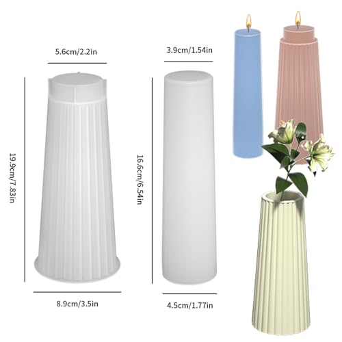 Wehous Silicone Vase Molds for Resin Concrete, Striped Tall Flower Vase Epoxy Resin Casting Mold, Display Ornament Molds for Resin Cement Plaster, Container Storage Mold DIY Art Craft Home Decor