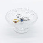 Small Flower Ring Dish Jewelry Tray, Glass Jewelry Dish, Crystal Ring Holder Jewelry Plate Dish, Nightstand Decor Clear Jewelry Bowl Dish for Earrings,Vanity Decorative Tray Trinket Dish Gift