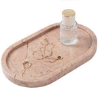 Cream Rose Marble Oval Tray 10x6 Inch - Vanity & Bathroom Organizer, Coffee Table Decor - Weighted Stone Base - style: Cream Rose - 1 Pack