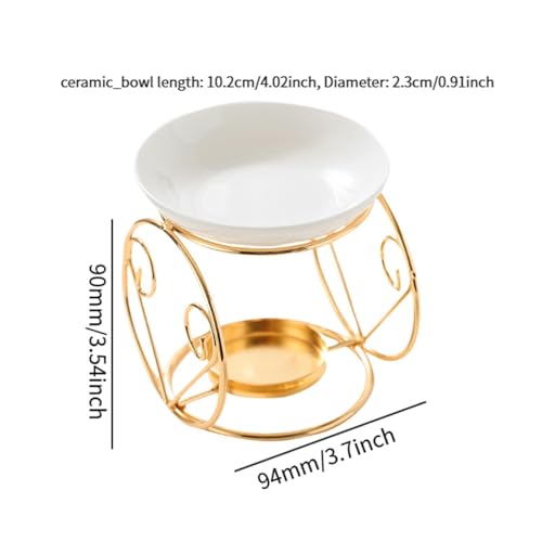 Qianly Essential Oil Burner Melt Warmer Decorative Scented Desktop Furnace Tealight Holder for Indoor Home Meditation Decor, Gold - color: Gold&white(a)