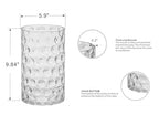 6" Wide 10" High Decorative Glass Cylinder Vase with Dimpled Circle Pattern, 8 Inch Tall, Clear (1, 6"x10") - size: 6"x10"